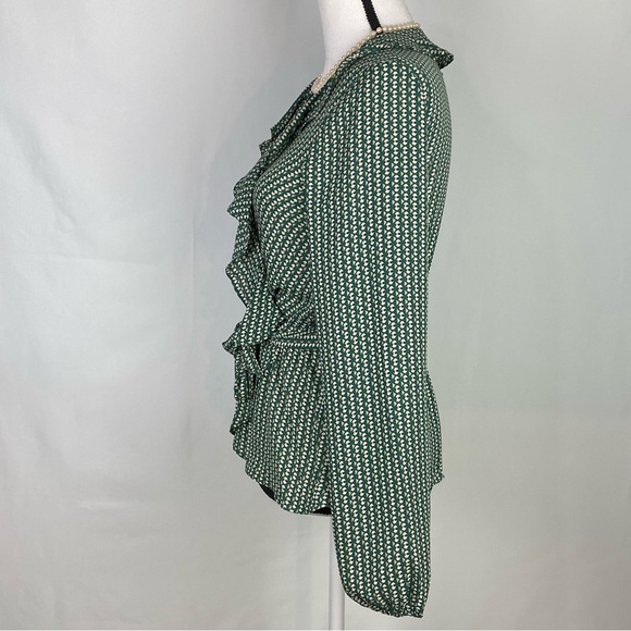 Max Studio Faux Wrap Ruffle Collar Long Sleeve Blouse With Wrap Ties Size Small - Picture 3 of 9